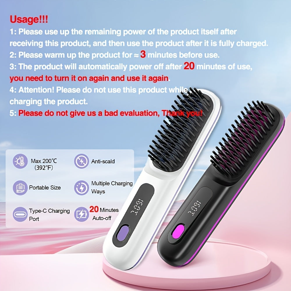NEW Set Portable Straightening Comb, Quick Hair Straightener, Straightening Styling Tool, Smart Digital Display Precise Temperature Control. Long-Lasting Hold Without Damaging Hair, Straightening and Curling Dual Use