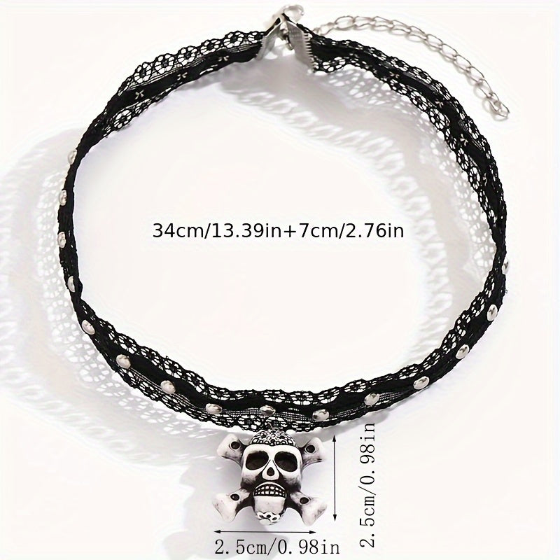 Gothic Minimalist Dark Skull Collarbone Necklace