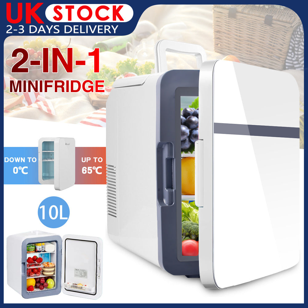 10L Mini Fridge Car Refrigerator Portable Freezer Cooler and Warmer Storing Skincare Cosmetic Food Drink, Ideal for Car, Home, Office, Dorm