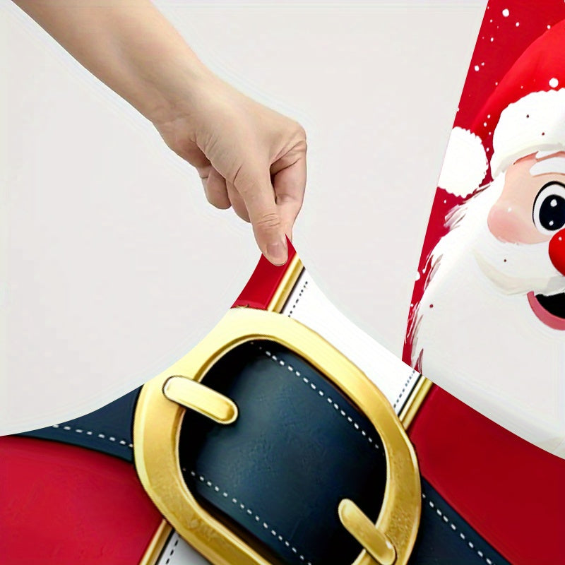 2pcs/4pcs/6pcs Christmas Santa Claus Pattern Printed Elastic Chair Covers, Full Coverage Dining Chair Slipcovers, Holiday Atmosphere Decor, Connected Home Stool Covers