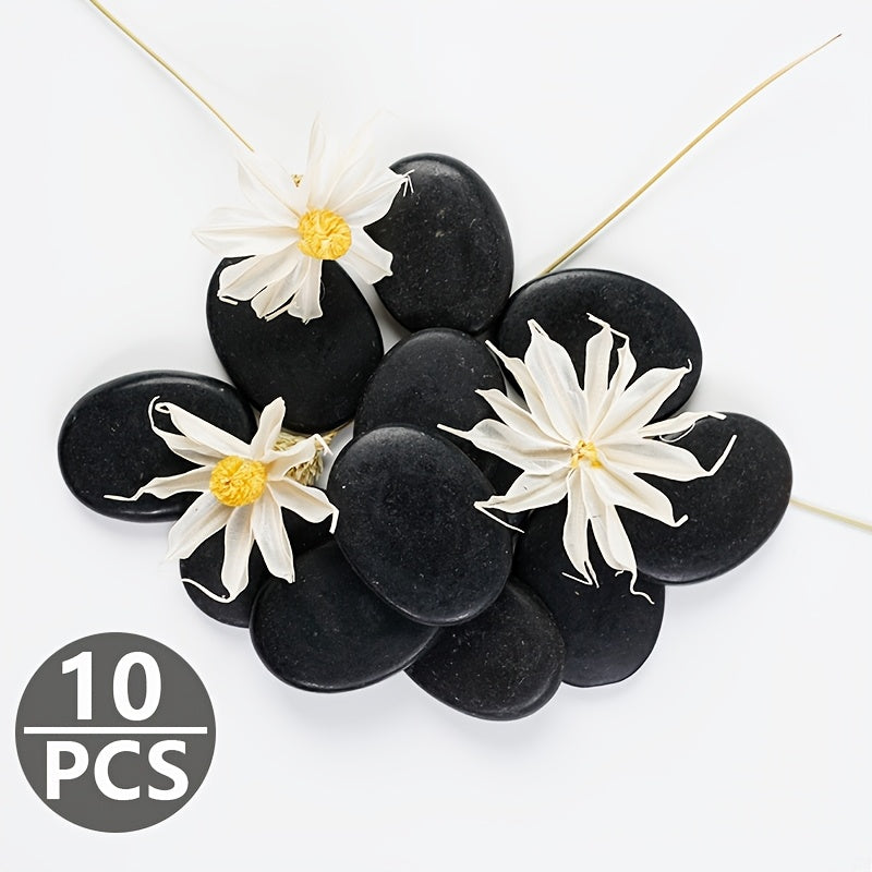 10 PCS Set Hot Compress, Energy Natural Volcanic Stones, Hot Stone Massage, Head, Body, Feet Massage, Pain Relief Fungus Callus Heels Removal Fingers Therapy Treatment Beauty Salon Spa, Home Use