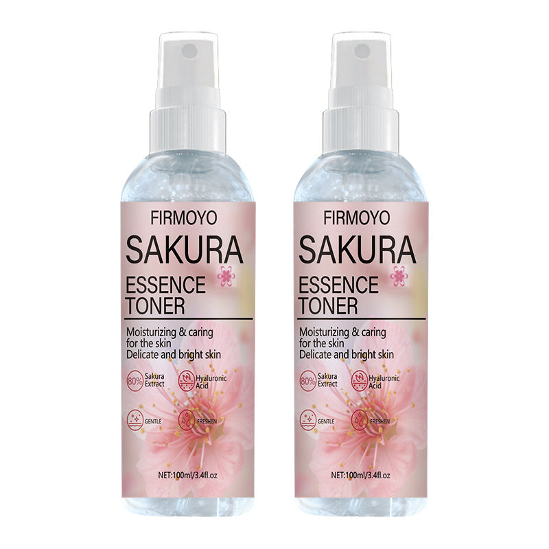 2PCS Set Instant Brightening & Hydrating Facial Toner Mist - Cherry Blossom Toner Water for Sensitive, Dry, Oily & Combination Light Beige, 100ml Large (2x50ml), Quick-Absorbing -Inspired Skincare, Sensitive Complexion Spray
