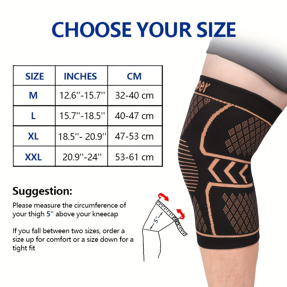 2 PCS Set M-2XL Plus Size Copper Fiber Knee Brace| Breathable, Non-Slip, Stabilizing Support with Hexagonal Patterns for Enhanced Comfort& Support, Black, Comfortable Wear, Hexagonal Design.