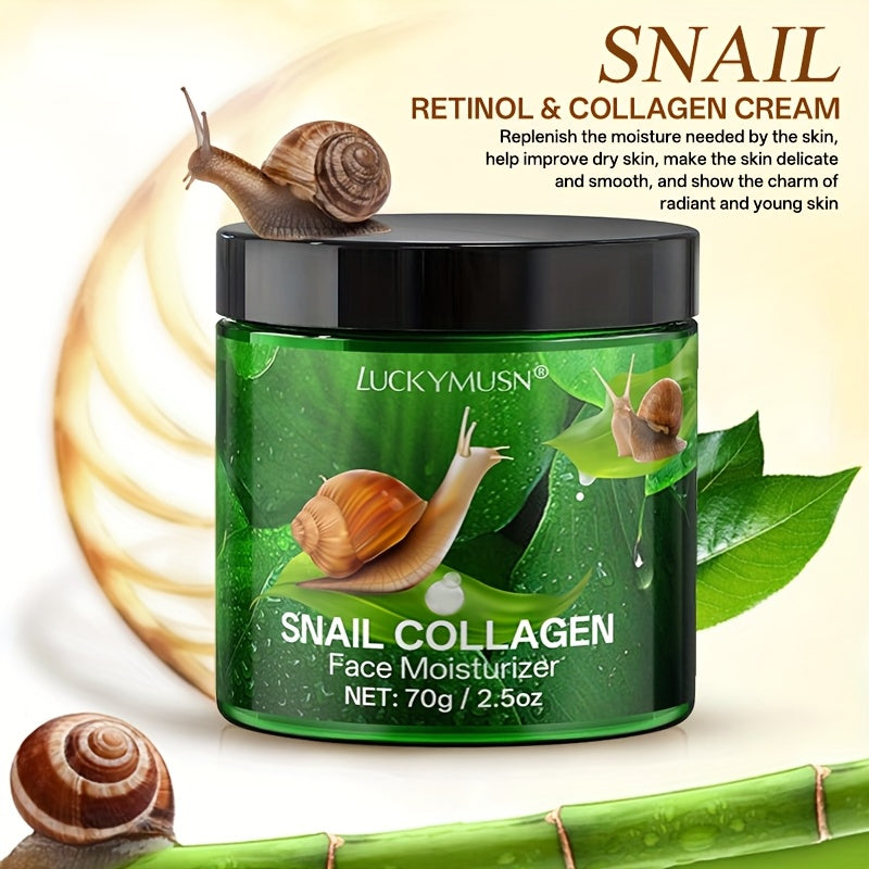 Korean Snail Collagen Hydrating Cream, Tightening And Lifting, Deeply Hydrating, Illuminating, Makes Skin Appear Younger And More Radiant, Includes Hyaluronic Acid, Retinol, Vitamins C And E, Refreshing And Non-Oily, Appropri