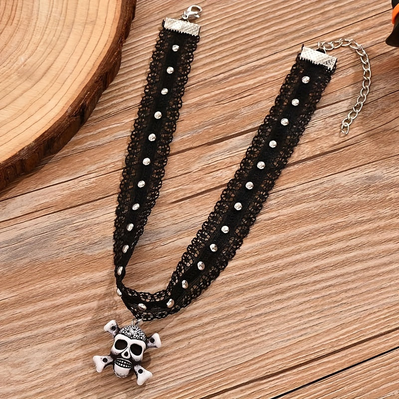 Gothic Minimalist Dark Skull Collarbone Necklace