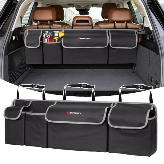 Sports style car Oxford folding seat rear storage bag, trunk storage box, sport sports logo, non-slip compartment luggage storage box tool car, storage box, cross-country camping home finishing container is suitable for most