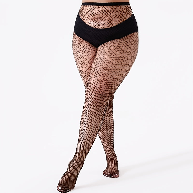 4 PCS Set For Curvy Ladies Plus Size Fishnet Tights, Stylish Openwork Mesh Stockings, Ideal for Everyday Spring Wear for Women Underwear Apparel Accessory Sets
