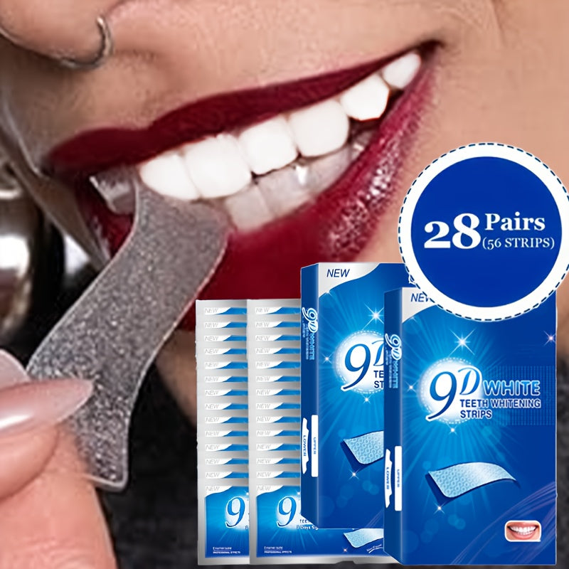 56pcs/28 pairs 9D Teeth Strips Set, Safe and, Removes Dirt, Brightens Teeth