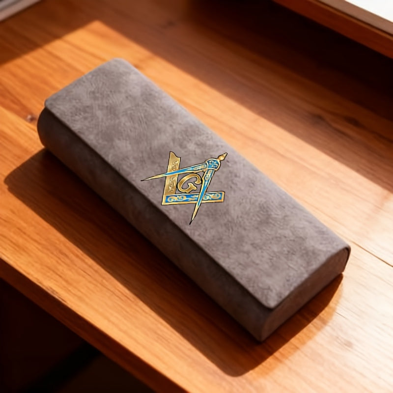 Freemasonry Symbol Eyeglass & Fashion Glass Case - Masonic Compass & Square Emblem Hard Cover, Durable Travel Glasses Holder for Masons, Gift Idea for Masonic Brethren ()