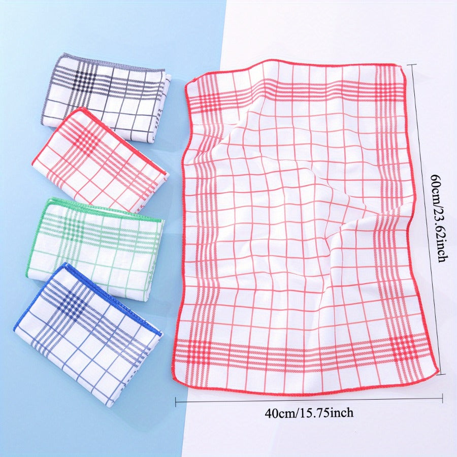 NEW 6pcs Large 40x60cm Absorbent & Fluff-Free Dish Cloths | Quick-Dry, Soft & Durable Kitchen Towels for Daily Cleaning, Coffee Machines, Bar Countertops - 4 Colors (Black, Blue, Green, Red, Mixed) - Ideal for Home & Restaura