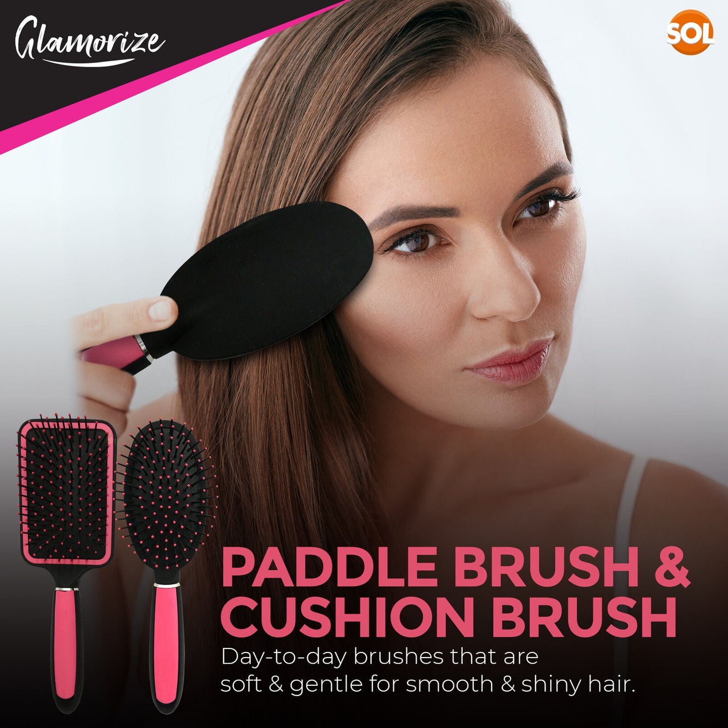 5  PCS Set Hair Brush for Women | Professional Pink Hairdressing Brushes | Paddle, Cushion, Round, Zig Zag & Vented Styling Brushes | Salon & Home Hair Brush Kit for Detangling, Volume & Smooth Styling
