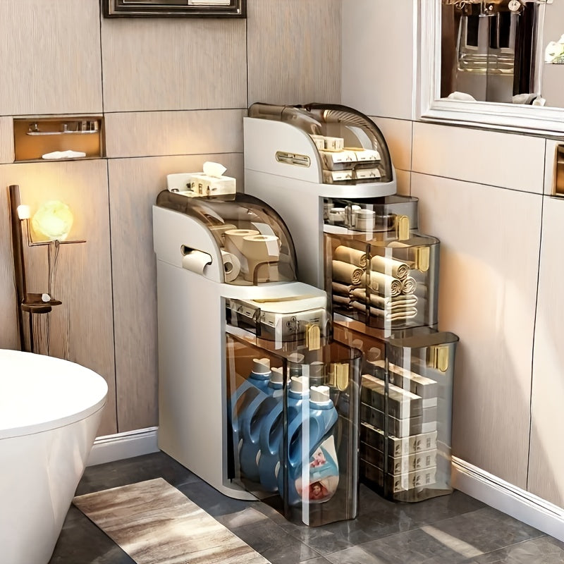 2- Tier Slim Bathroom Luxury Storage Cabinet Narrow Cabinet for Small Spaces- Out of Box, Under-Bed Storage