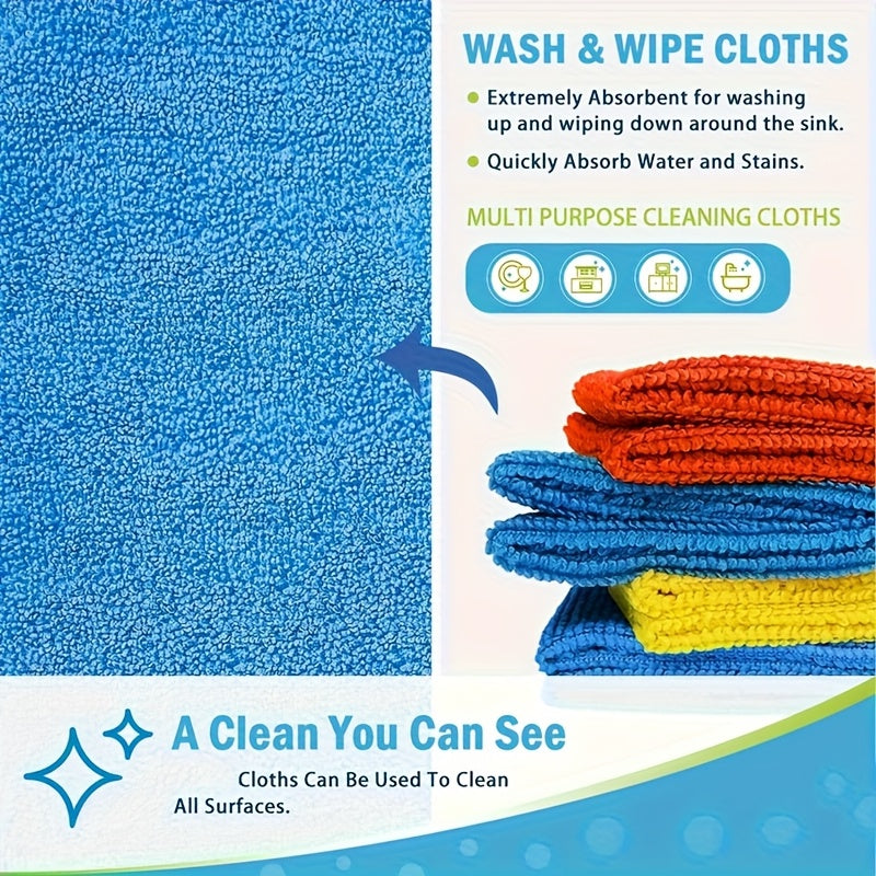 NEW 16/32-Pack Set Microfiber Cleaning Cloths - Reusable, Nonwoven, Super Absorbent, Non-Scratch Wipes for Dusting, Polishing, and Wiping in Kitchen, Car, Glass, Floors, and Furniture - Durable Household Cleaning Cloths
