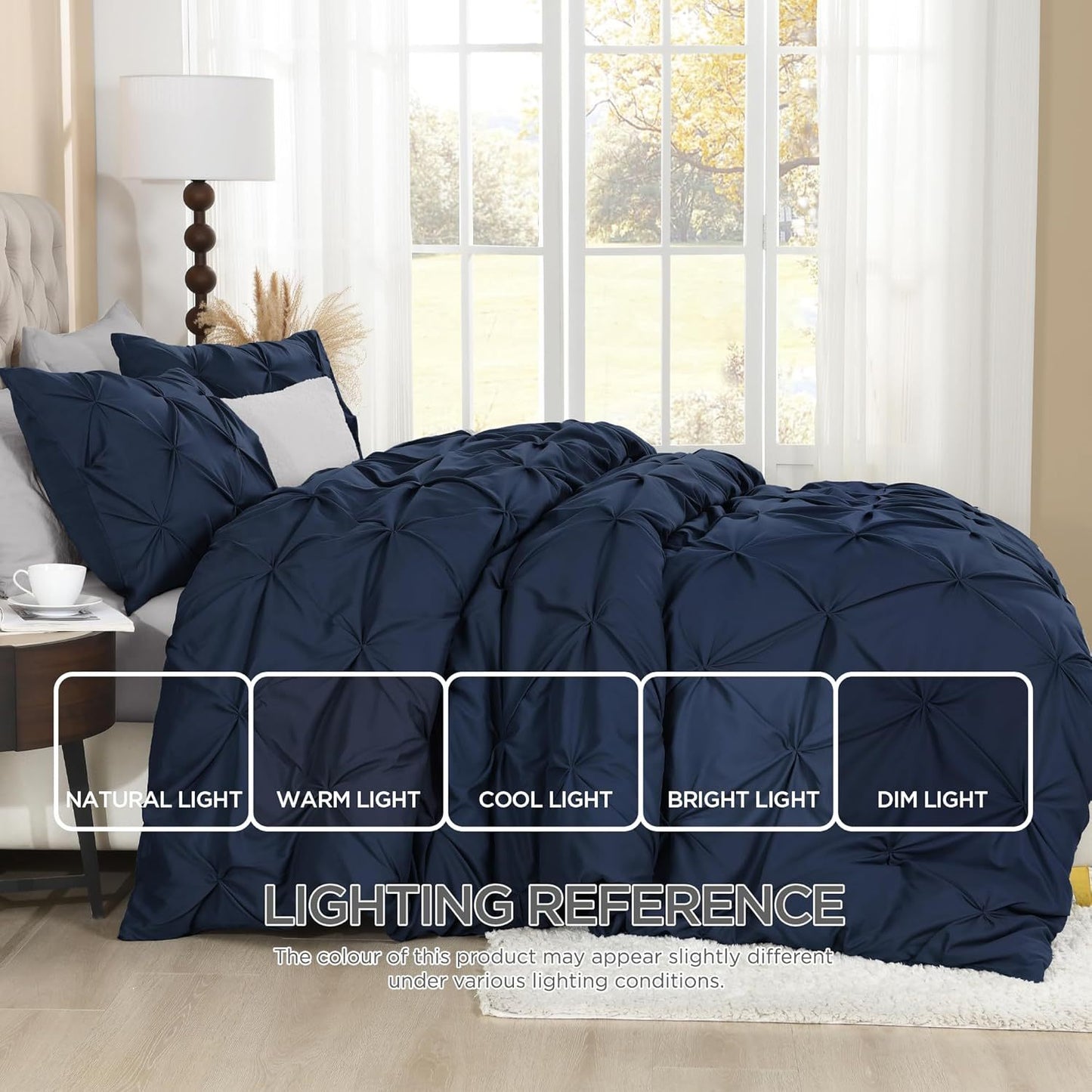 3 PCS Set 5 Colors Charcoal, Pink*Five Star Hotel* Pinch Pleated Luxury High Quality Duvet Cover Set, Soft Pintuck Bedding Sets with Pillowcases