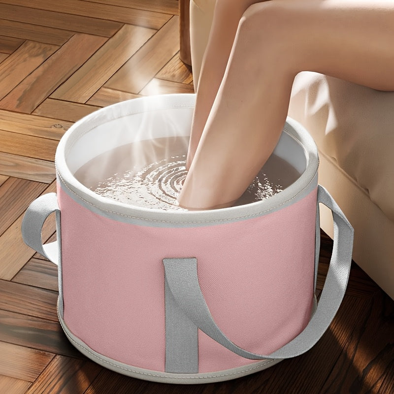 Explor Foot Spa - Portable Foldable Leg & Foot Bath Bucket with Ergonomic Handles, No Electricity Needed, Non-Toxic & Formaldehyde-Free, Pink & Grey Design for Home, Dorm, Travel Relaxation