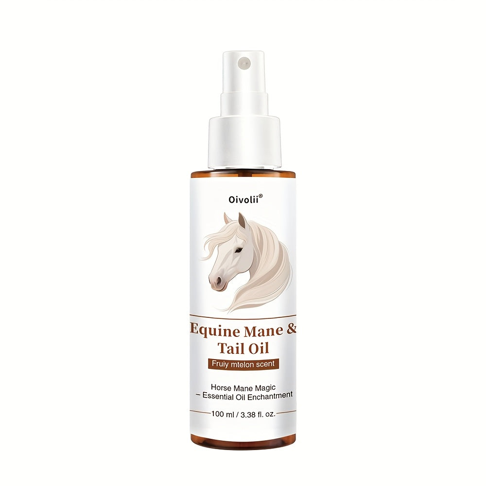 Equine Grooming 100ml Oil, Shiny Essential Oil for Horse Hair, Plant Ingredients, Cares for Hair, Makes Small Ponytail Shine While Running, Suitable for Different Horses, Easy to Carry on the Go, Fits All Sizes