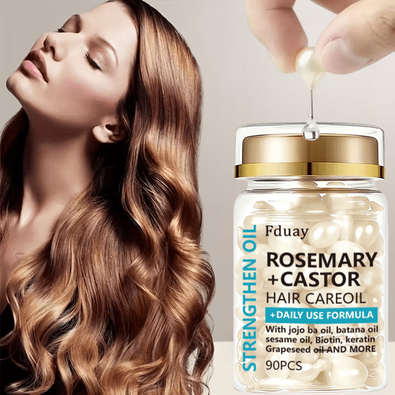 90-PCS Capsules Keratin Hair Mask, Rosemary Castor Oil Rice Water Shampoo, Conditioner | 200ml - Smooth, Shiny, Deep Cleansing, Frizz-Free, Fragrant, Soft Hair | Perfect for Dry Hair in Winter | Nourishing