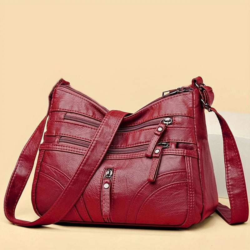 Women's Single Shoulder Bag - Multi-layered New Style Fashionable and Versatile Crossbody Bag for Both Men and Women, Suitable for Casual Use. [The Zipper Direction Is Random]