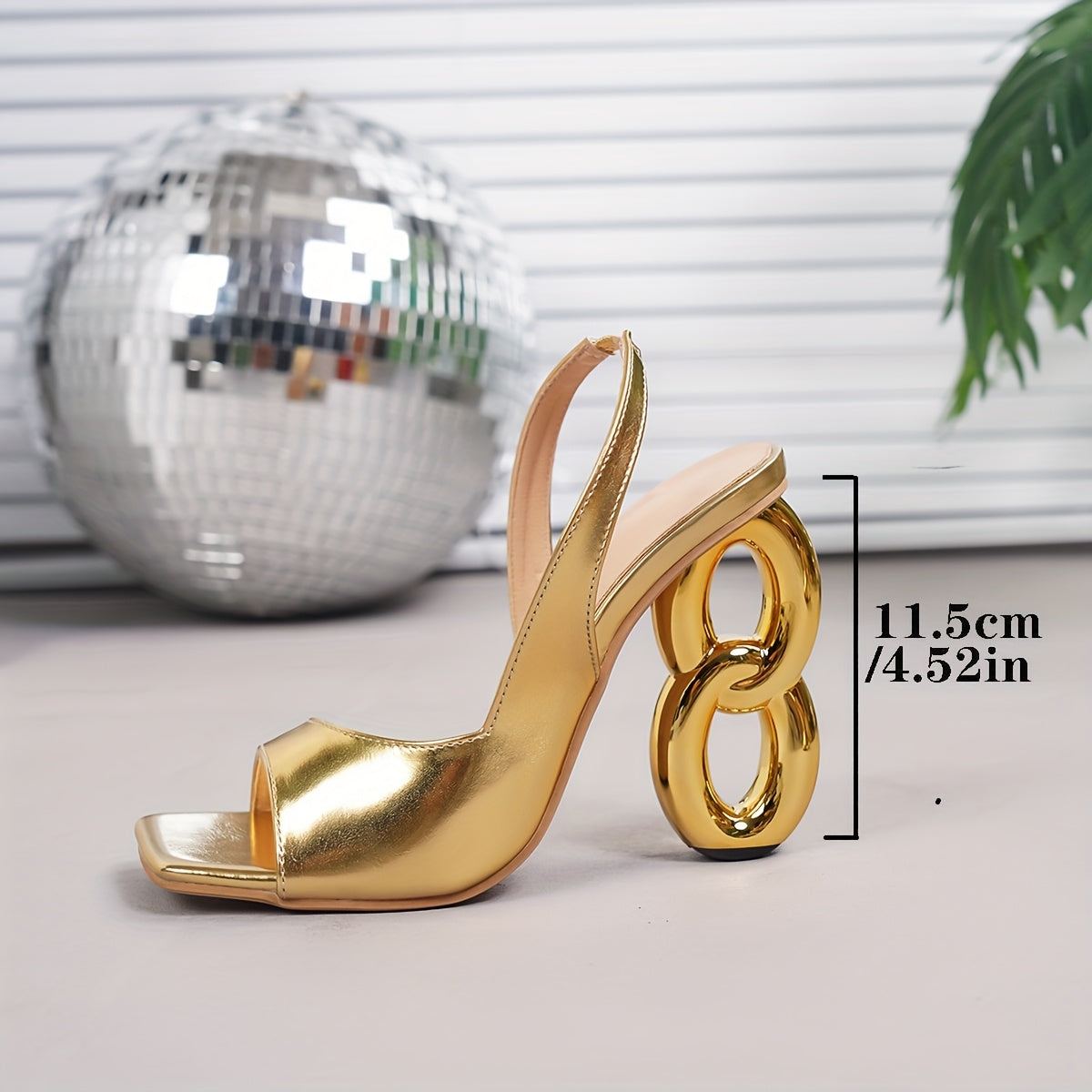 UK Size Ladies' Golden High Heels with an 8-Shaped Heel, a Trending Hit Among Influencers., Women Shoes Summer Footwear Supplies