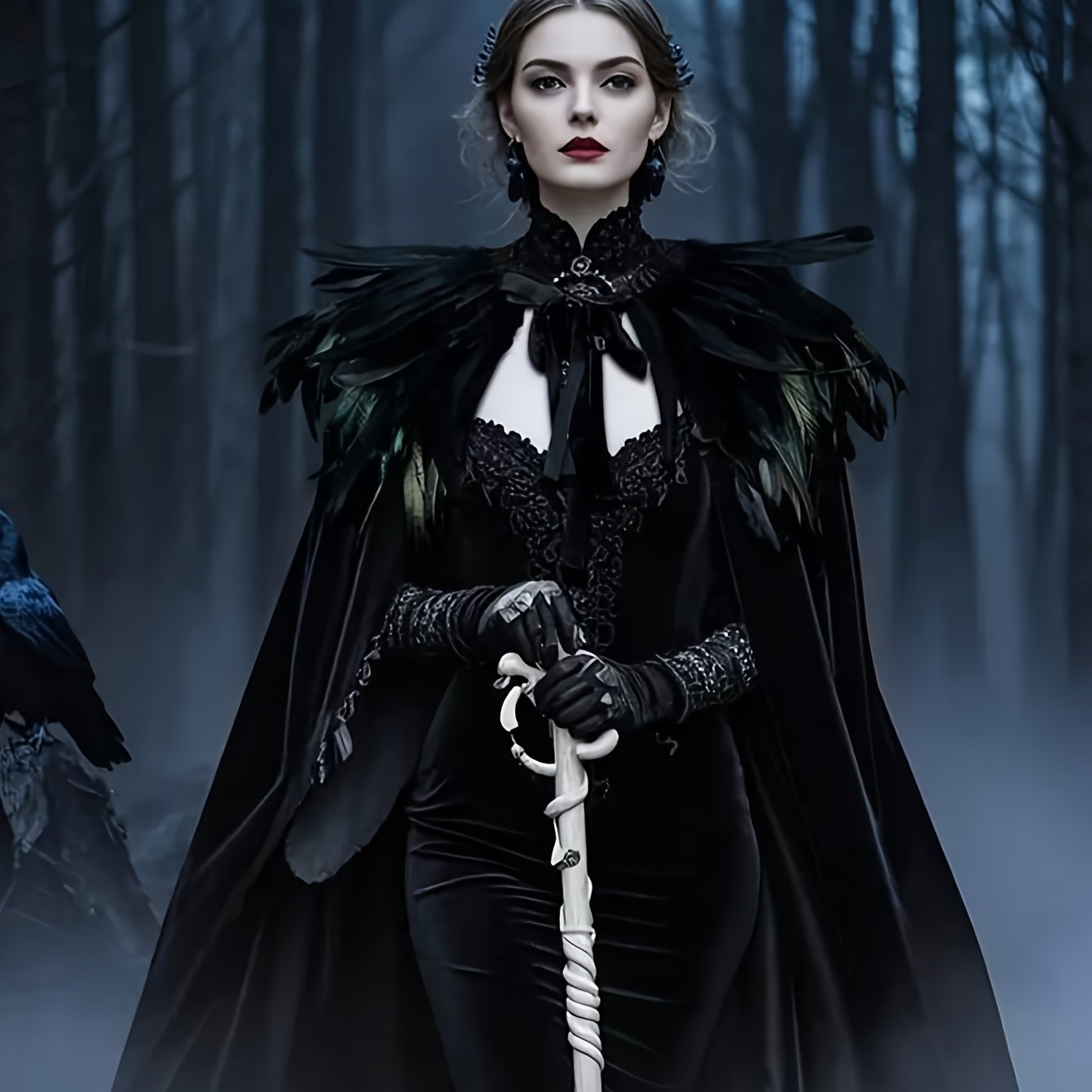 2 PCS Set Gothic Witch Robe & Cape Set - Long Sleeve, Green &, Perfect for Halloween & Carnival Costumes, Stage Props, Fall/Winter Wear, Vintage Style | Knotted Detailing, Witchcraft Clothing Supplies