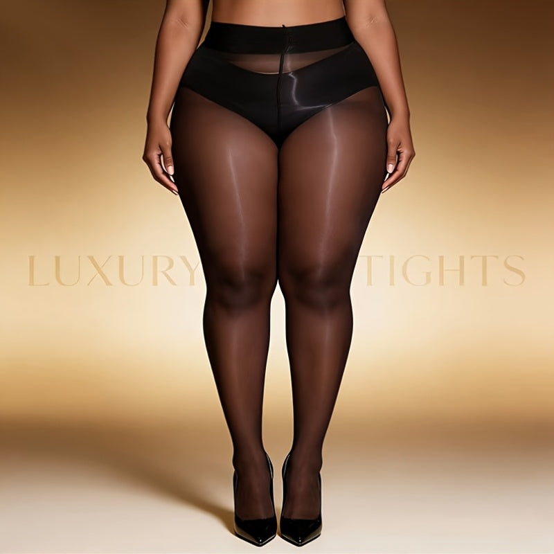 2XL-3XL-4XL UK(20-22-24) Plus Size for Curvy Ladies Shiny Glossy Thigh High Stockings, High Elastic Tights for Big Women, 1pc Opaque Pantyhose Underwear Accessories