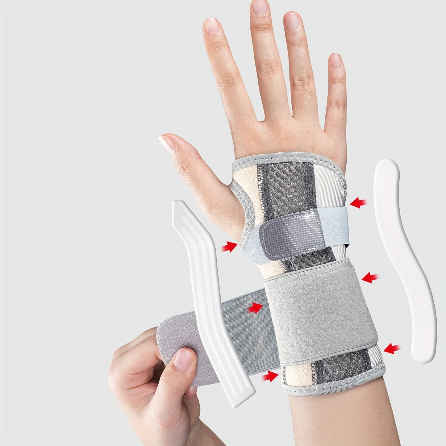 Adjustable Strap Wrist Brace Double Support Bars with Compression, Wrist Stabilizer for Joint Support Pain Relief Perfect for Gym Cycling Running Sport Activities Accessories Health Care Supplies