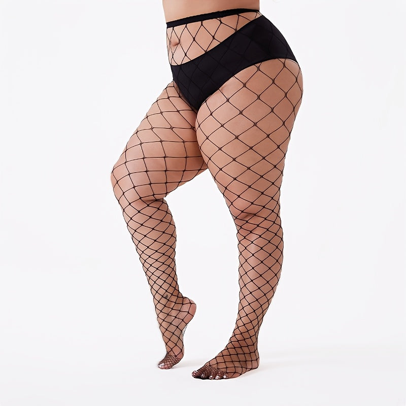 4 PCS Set For Curvy Ladies Plus Size Fishnet Tights, Stylish Openwork Mesh Stockings, Ideal for Everyday Spring Wear for Women Underwear Apparel Accessory Sets