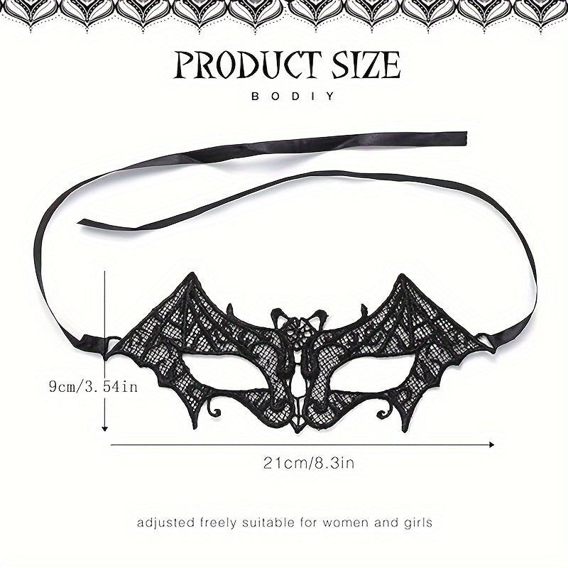 Big Bat Venetian Mask Halloween Sacred Events Lace Masks Black Masquerade Ball Venetian Eye Mask Cosplay Costume Jewelry for Women, Perfect for Room Decor Suitable for Men and Women.
