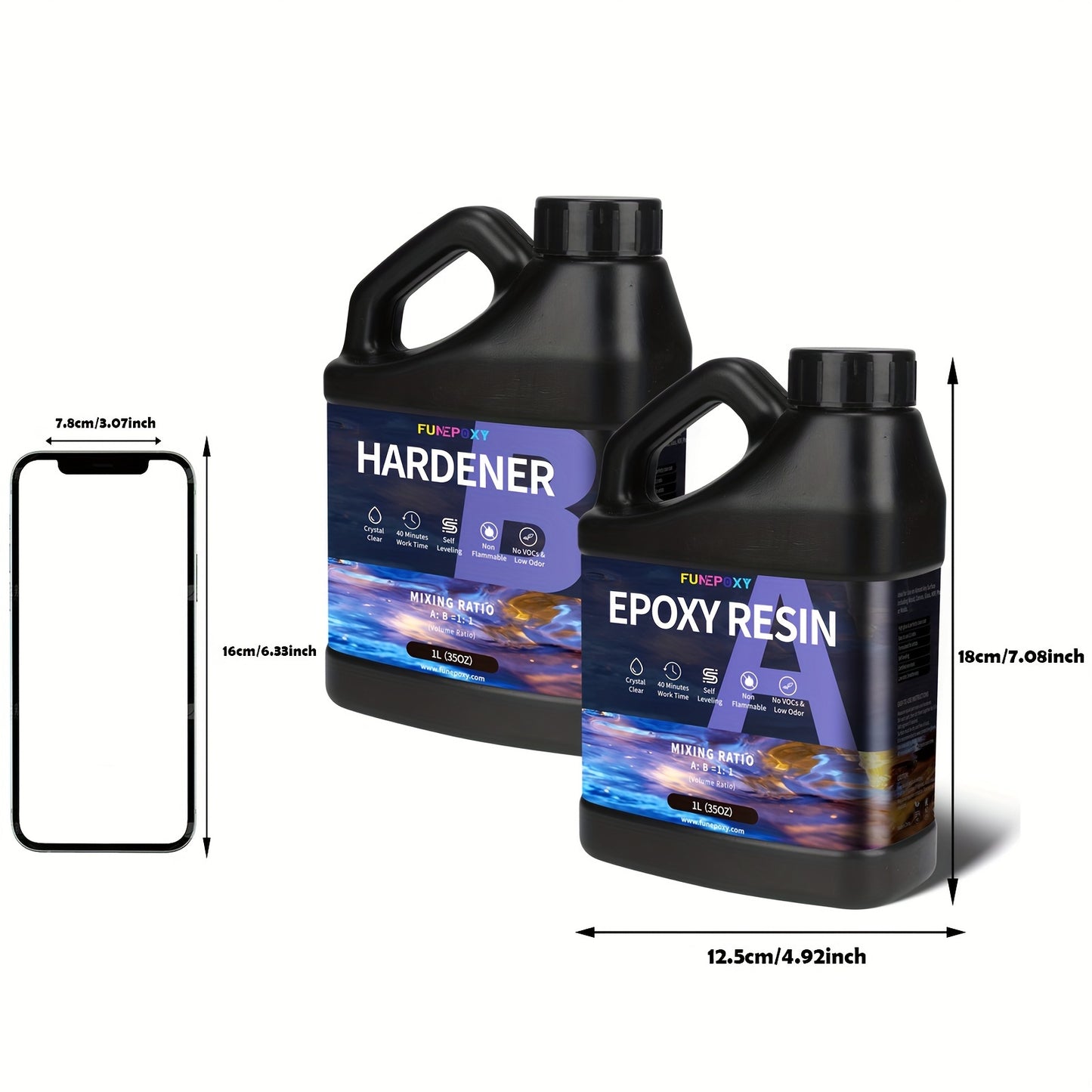 Epoxy Resin Set Kit 1:1 Crystal Clear Epoxy Resin for Table Top 500ml/1L/2L/4L/8L