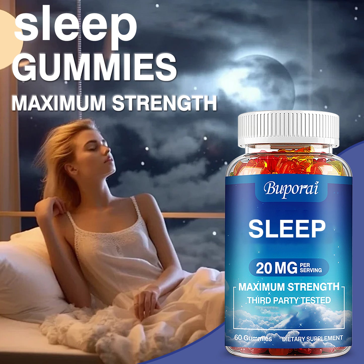 Sleep 20mg - Menopausal Supports Your Healthy Sleep Period Cycle and Improves Overall Sleep Quality, Relieves Stress and Anxiety, Menopausal Use, Feminine Care, Regulate PH Balance - 60pcs