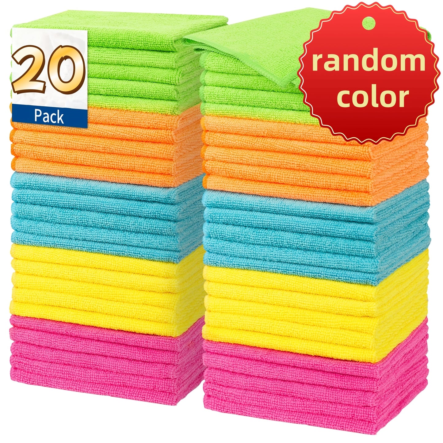 51/40/31/20/14 PCS Set Microfiber Cleaning Cloth Cleaning Rags for Household, Kitchen, 5 Random Colors Mixed Package Unspecified Color Green/Blue/Yellow/Orange/Pink