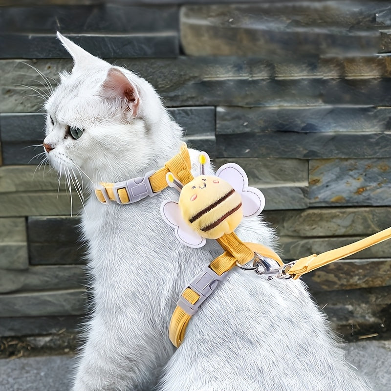 Escape-Proof Cat Harness Vest Cat Leash Chest Strap Set Anti-break Out Special Leash Adjustable Chest Back Cat Leash