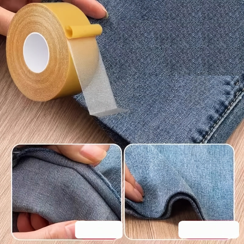3 Rolls Set of Strong Adhesive Fabric Tape, No-Cut Multi-Purpose Seamless Hem Alteration Tape, Suitable for Fabric Clothing, No-Sew Self-Adhesive Fixing Patch
