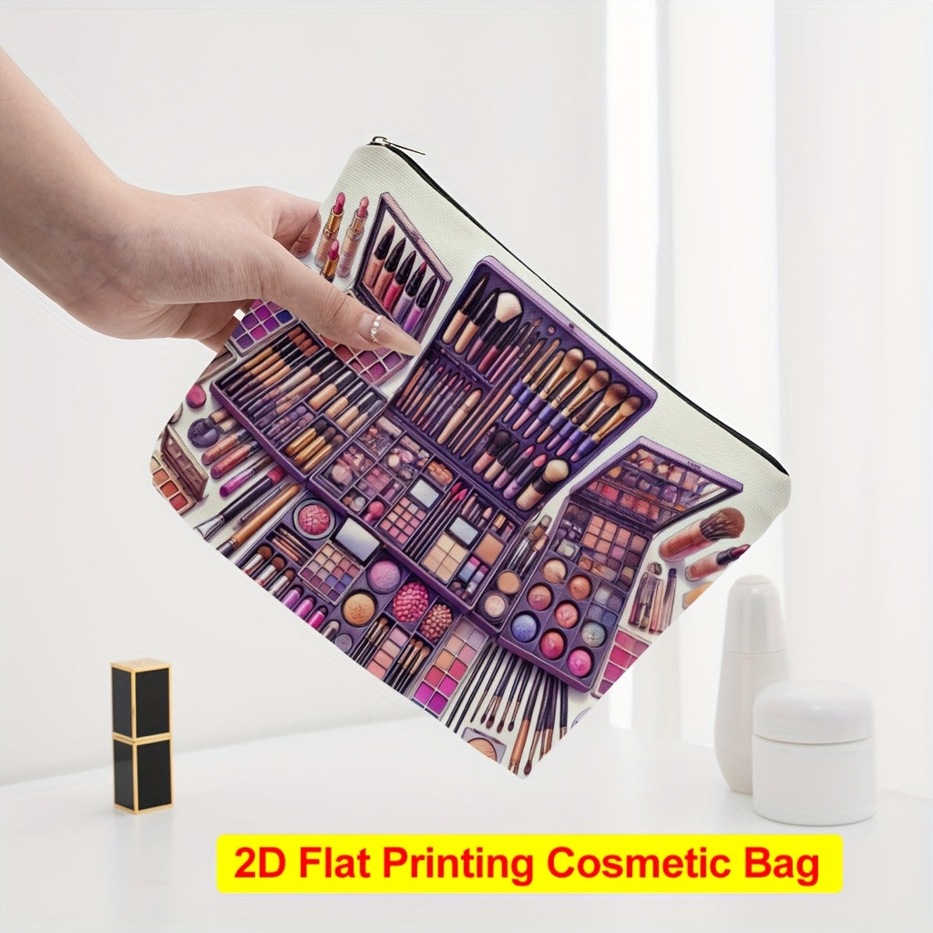 A Makeup Bag Outdoor Travel with a Variety of Makeup Tools, Made of Linen, Suitable for Both Men And Women.  Portable, Foldable, Features a Zipper Closure Women Cosmetic Accessories