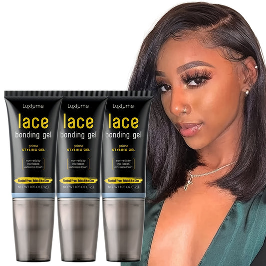 3pcs Bonding Gel for Wigs & Hair Extensions - Gentle Scalp-Friendly, Strong Hold Styling Gel with Aloe Vera & Argan Oil, 3, 5oz/100ml, Unisex for Men & Women, Protects Hair from Damage, Easy Application, No Residue, Hair Styl