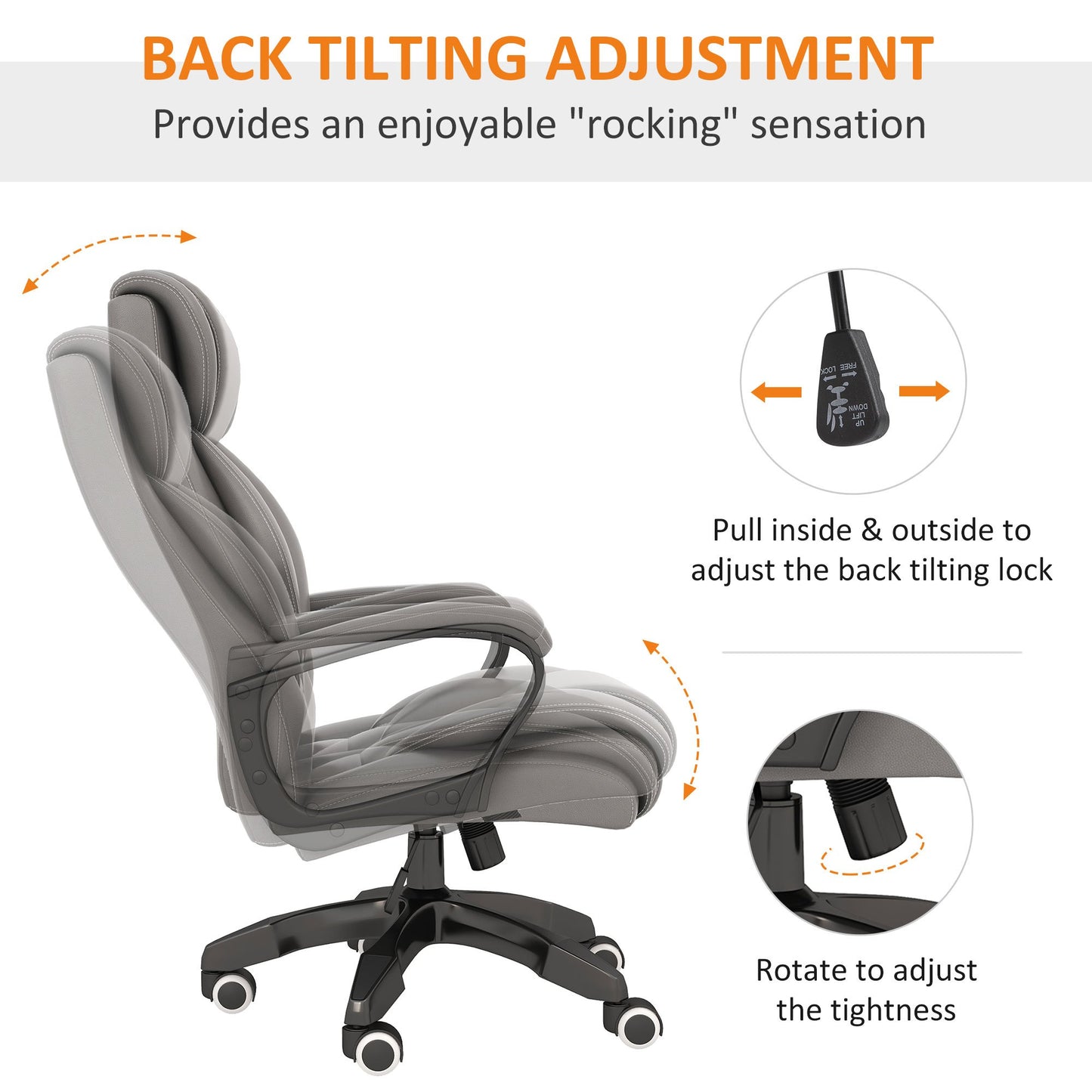 High Back Executive Office Chair 6- Point Vibration Massage Extra Padded Swivel Ergonomic Tilt Desk Seat