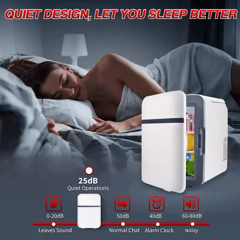 10L Portable Mini Fridge for Travel Outdoor Camping  Bedroom, Freezer Cooler and Warmer, Compact Design with Low Noise,  Food & Drink, Perfect for Small Spaces, Mini Refrigerator