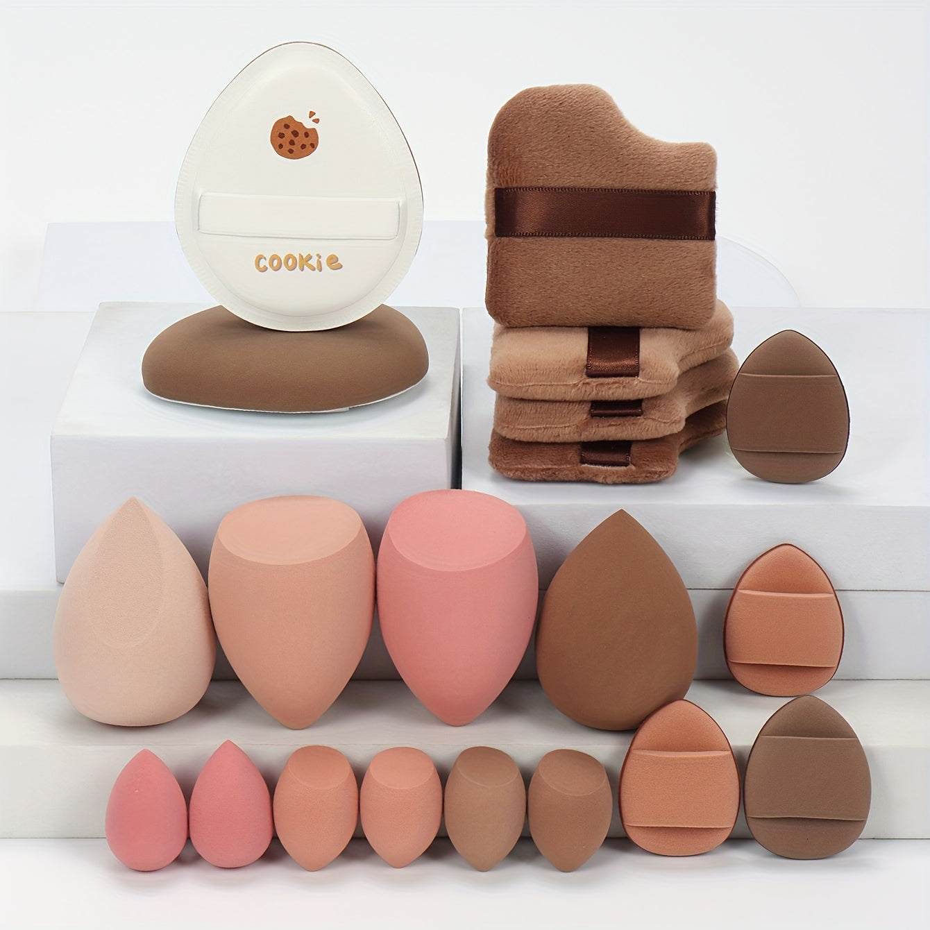 20 PCS Set Marshmallow Set, 2 Cushion Puffs & 4 Loose Powder Puffs & 4 Makeup Sponges & 6 Makeup Sponges & 4 Cushion Puffs, Beauty Makeup Sponge Mixed with Bb Cream, Foundation, Concealer, Especially Suitable for Covering Loc