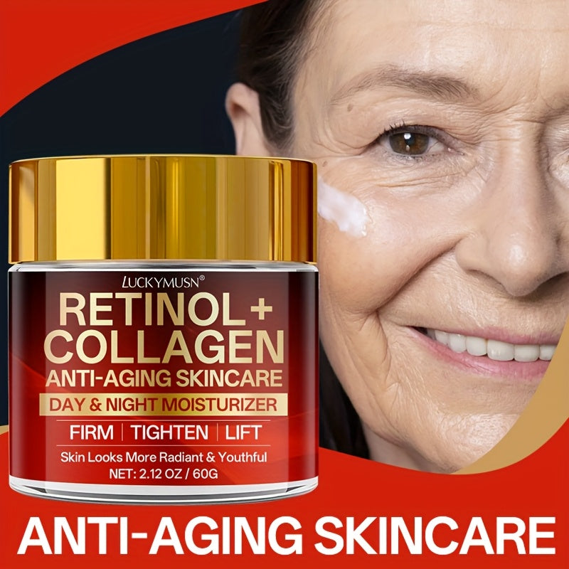 Retinol Collagen Cream That Hydrates, Tightens, And Lifts Drooping Skin, Enhances Elasticity, Balances Skin Tone, Includes Hyaluronic Acid, Vitamin C, And Peptides, Giving The Skin a Youthful And Radiant Appearance, Appropria