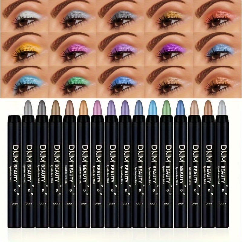 8pcs Waterproof Long-Lasting Pearlescent Eyeshadow Set - Vibrant Shimmer Colors in Black, Purple, Pink, Blue, Green, White, Yellow, Brown & Gray - Smudge-Proof Eye Makeup Sticks for Bold & Subtle Looks