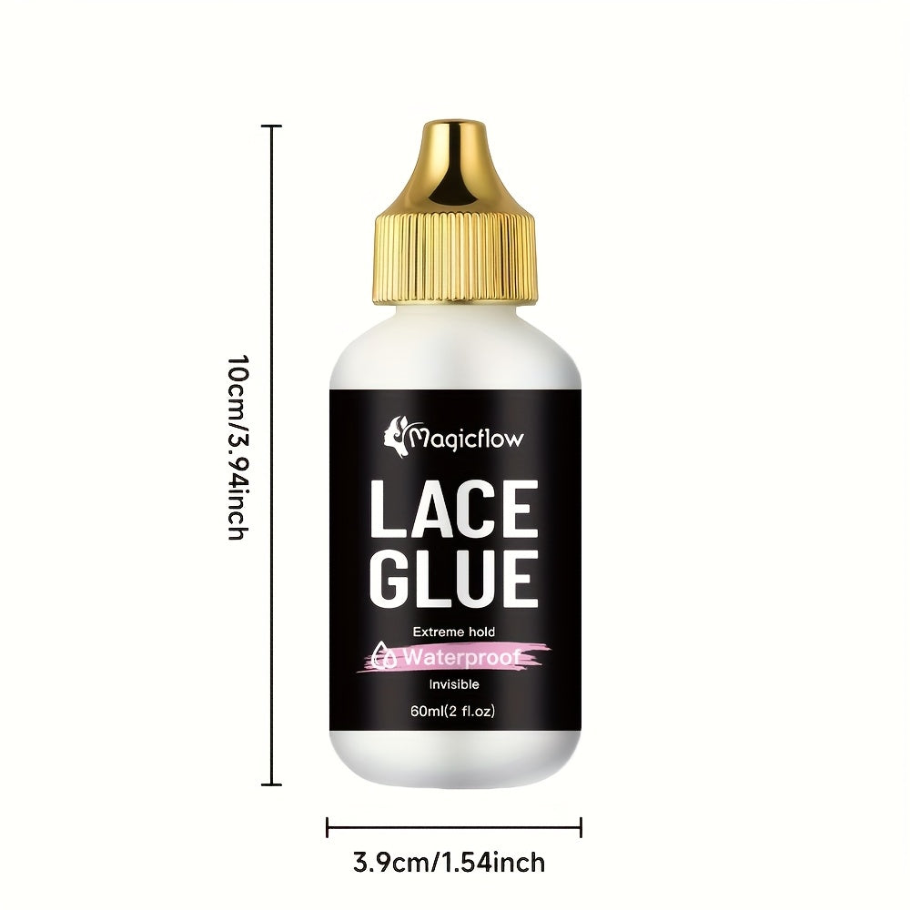 60ml/2fl.oz Waterproof Wig Lace Glue - Strong Hold, Invisible, Quick Dry & Easy Removal - No Odor Adhesive for All Wigs