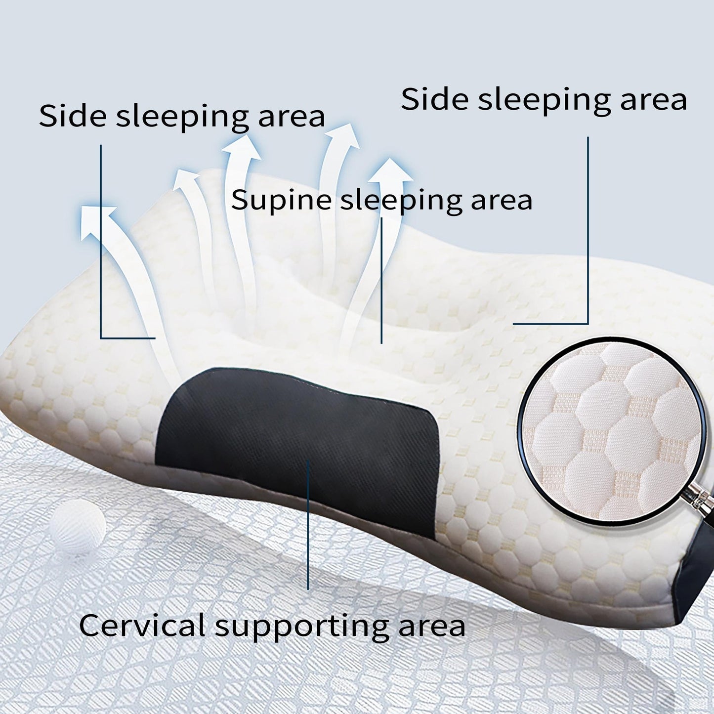 2PCS Set Neck Pillow, Suitable for Soft Sleep, Adjustable Ergonomic Contour Support Pillow, High-Quality Pillow Core, Detachable Pillowcase