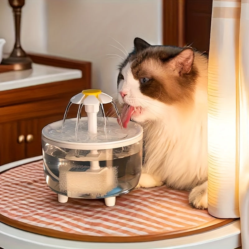 Cats and Dogs Pets New Style Fountain flower water dispenser automatic cat water dispenser dog water dispenser, running quietly, USB powered, safe and secure, suitable for cats, dogs, parrots bathing Halloween Christmas gifts