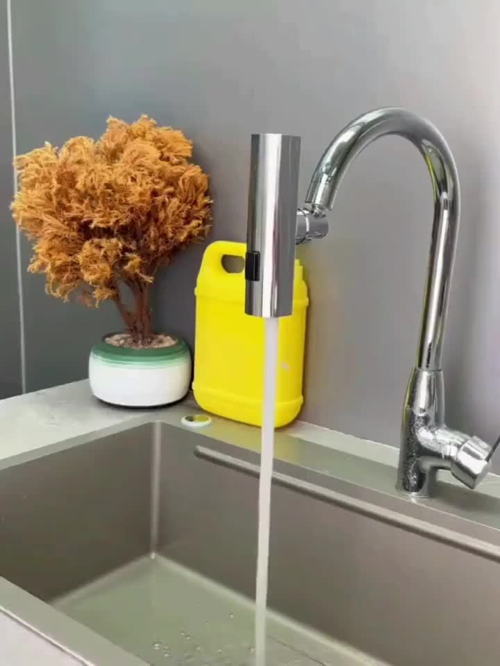 Modern Kitchen Faucet with 3-in-1 360° Rotating Waterfall, Water-Saving Aerator, 3 Flow Modes | Polished Finish, Pressure Boosting Extension, Splash-Proof Nozzle, RV Kitchen Faucet, Kitchen Sink Faucet