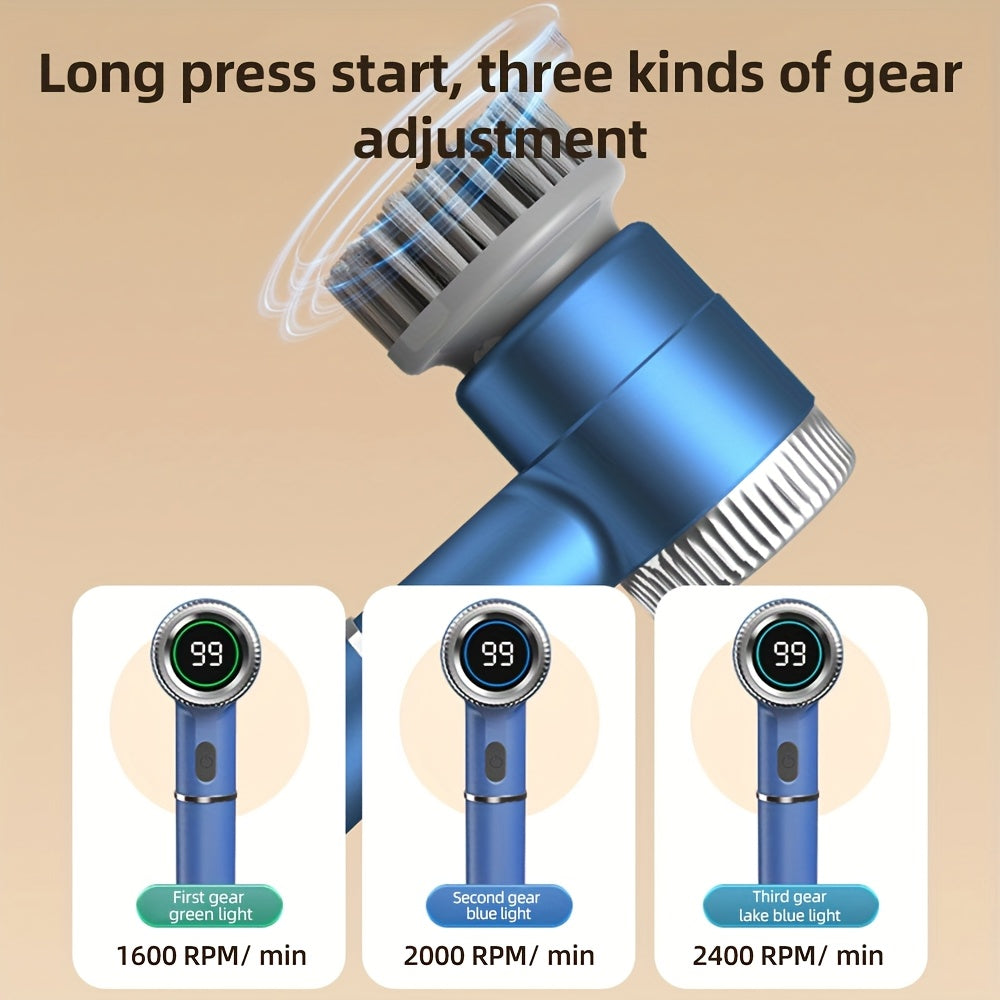 Upgraded Powerful Full Set Electric Cleaning Brush, USB Rechargeable Wireless Handheld Rotating Washer, Cleaning Supplies, Household Cleaning Brush, Electric Shoe Brush, 3 Adjustable Speeds, Suitable for Home and Kitchen Deep