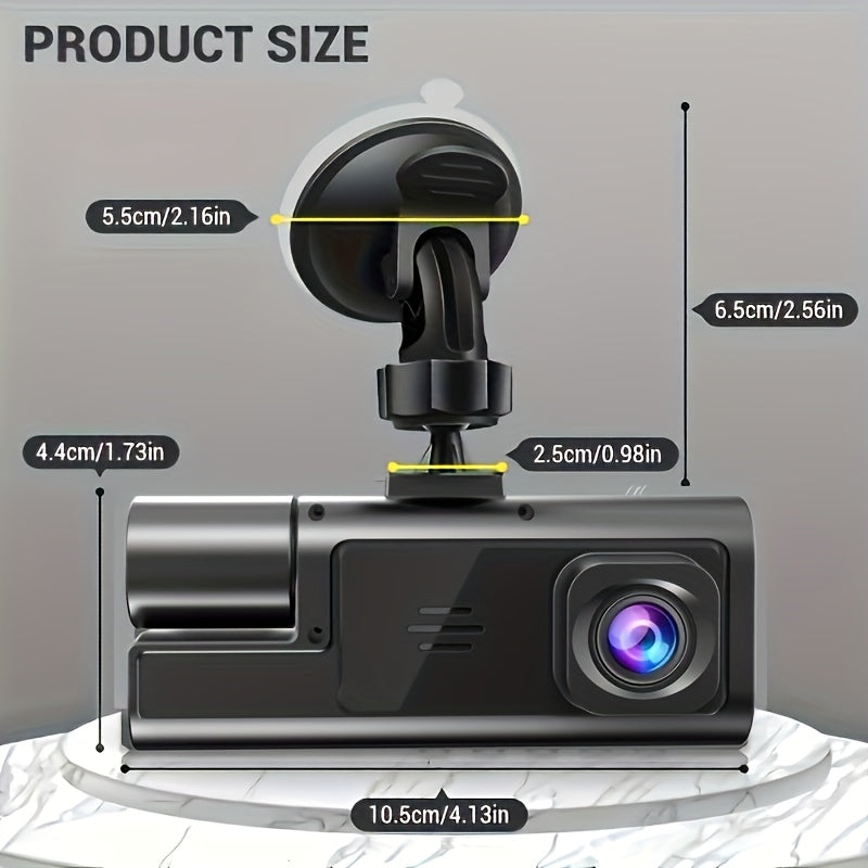 Dash cam with 64G memory card included, optional without card available, front camera 1080P, rear camera 720P, Dash Cam for Cars, Vehicle Security Camera, Modern Car Accessory, Easy Control Buttons, Car Safety Device, Stylish