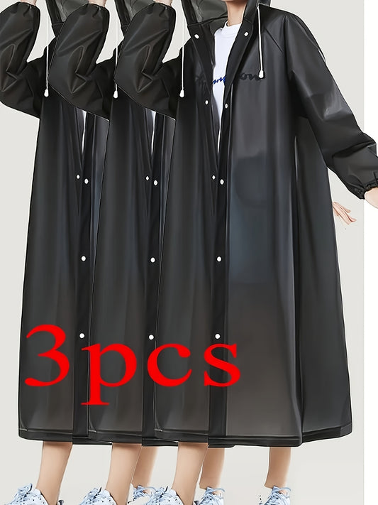 3 PCS Set Heavy-Duty EVA Full Body Raincoats - High Quality Hooded Long Sleeve Rain Gear with Adjustable Drawstring Hood & Button Front - Lightweight High Quality Outerwear for Cycling, Hiking, Travel - Women's & Unisex Adult