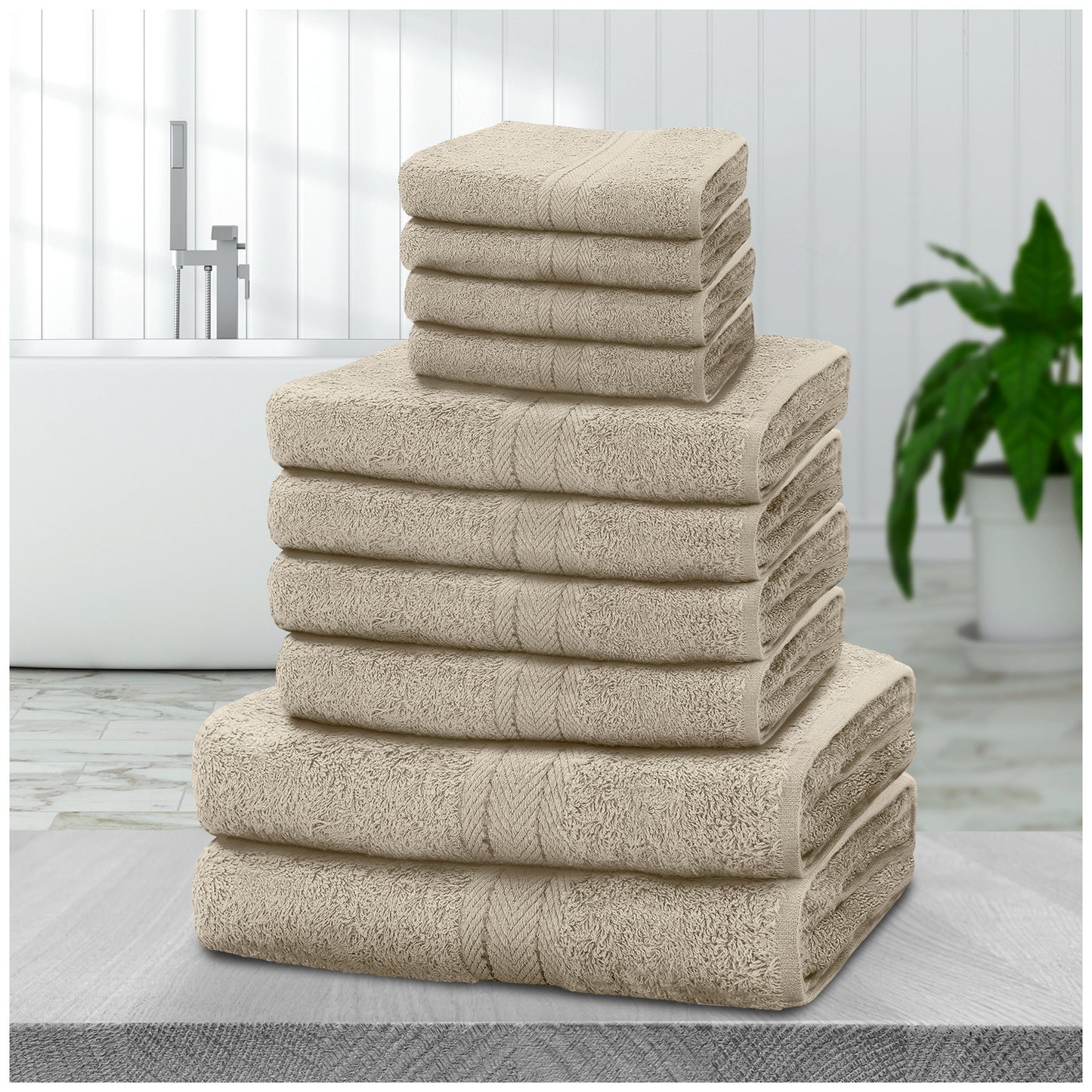 NEW 10 PCS Set 14 Colors Pakistani  Towel Bale Set | Luxurious 100% Cotton Towels Family Pack | Quick-Drying, Highly Absorbent & Ultra-Soft Fabric | Includes 4 Face Towels, 4 Hand Towels, 2 Bath Towels Ideal for Home, Gym, Sp