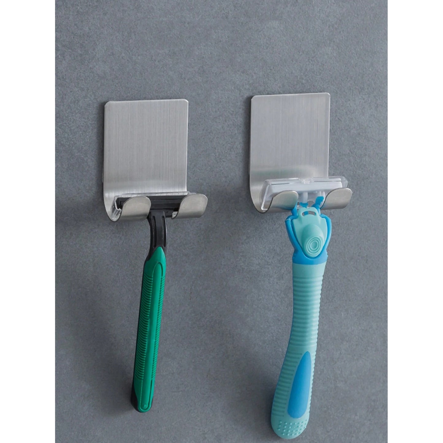 4 PCS Set Stainless Steel Holders for Shaving Blades That Can Be Mounted on The Wall Without Drilling. Perfect for Storing Men's Razors, These Modern Wall Mounts Are Designed for Bathroom Organization And Are Made from Durab