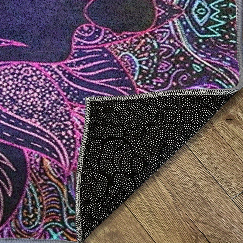 For Yoga Studio and Home Gym Vibrant Yoga Meditation Mat with Lotus Pose Design – Non-Slip, Machine Washable Velvet Mat for Hallway, Bedroom, and Living Room Decor, Perfect for Indoor/Outdoor Use